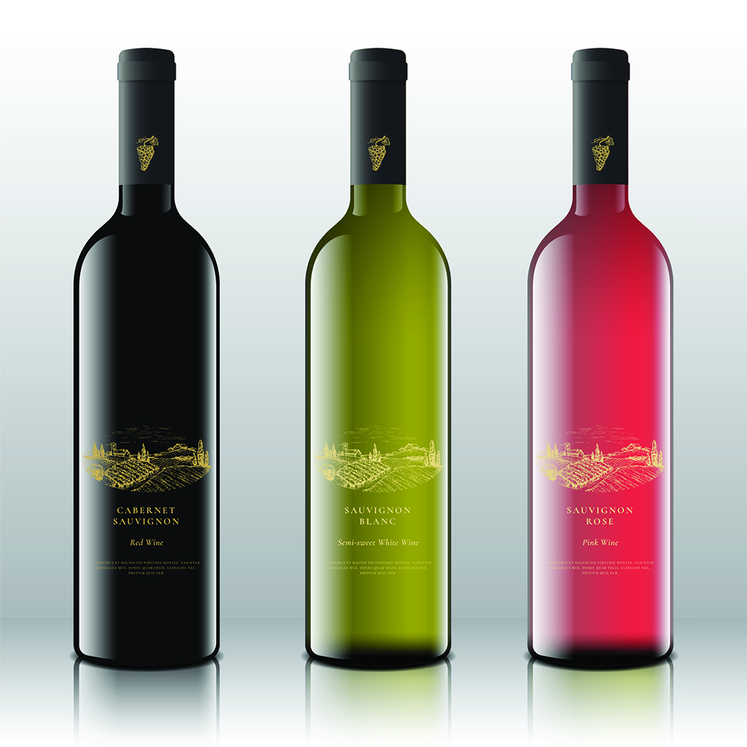  Premium Quality Red, White and Pink Wine Labels. 