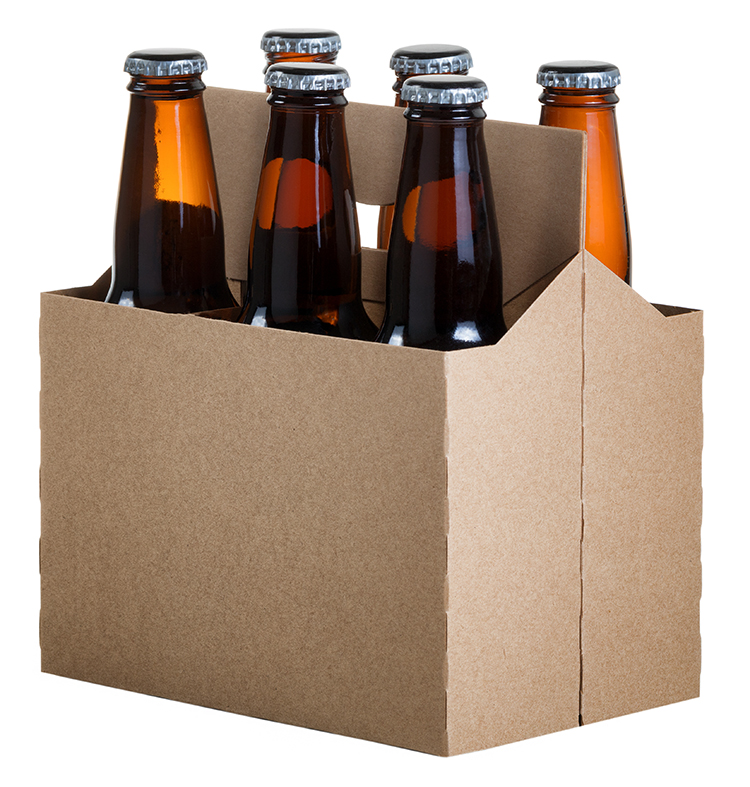 Blank beer packaging with brown bottles.
